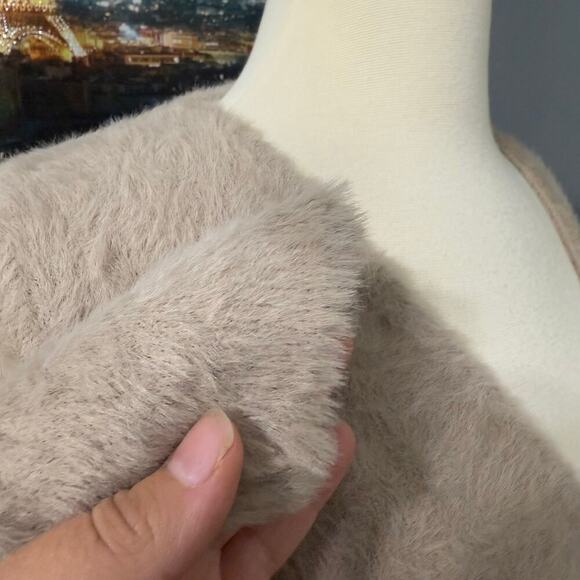 Forever 21 Cropped Sweater-Knit Wrap Top, Beige, L - Picture 3 of 6